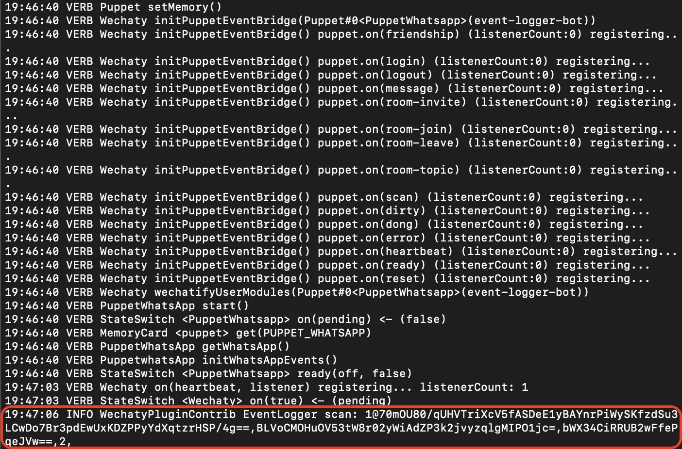 EventLogger plugin output